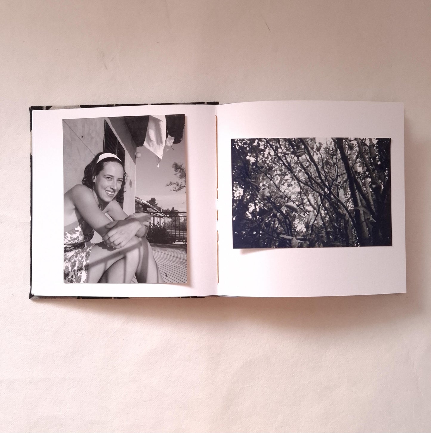 Album fotografico in tessuto Giapponese con cerchi in grigio e miele