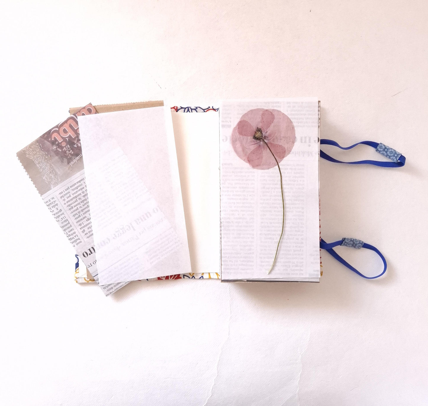Mini pressa per fiori con fodera in tessuto floreale Giapponese