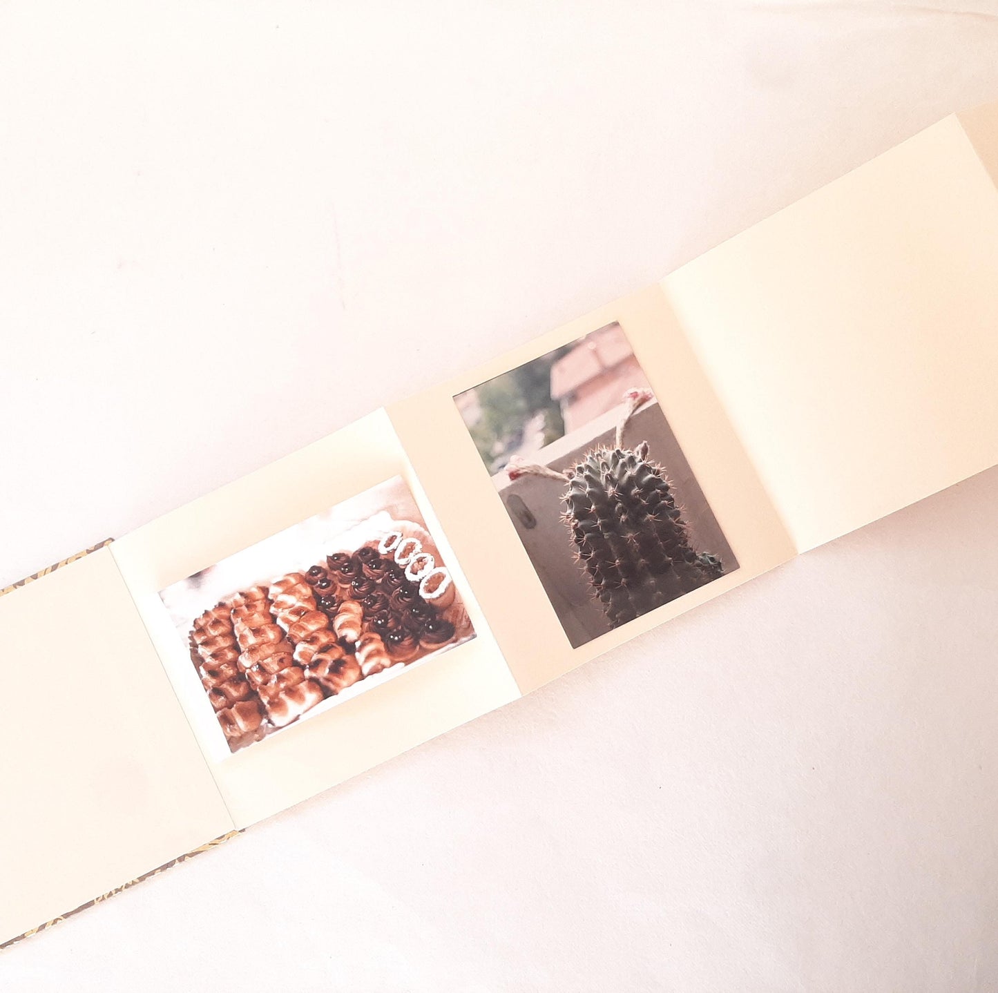 Album Leporello quadrato con fiori vintage in oro e malva