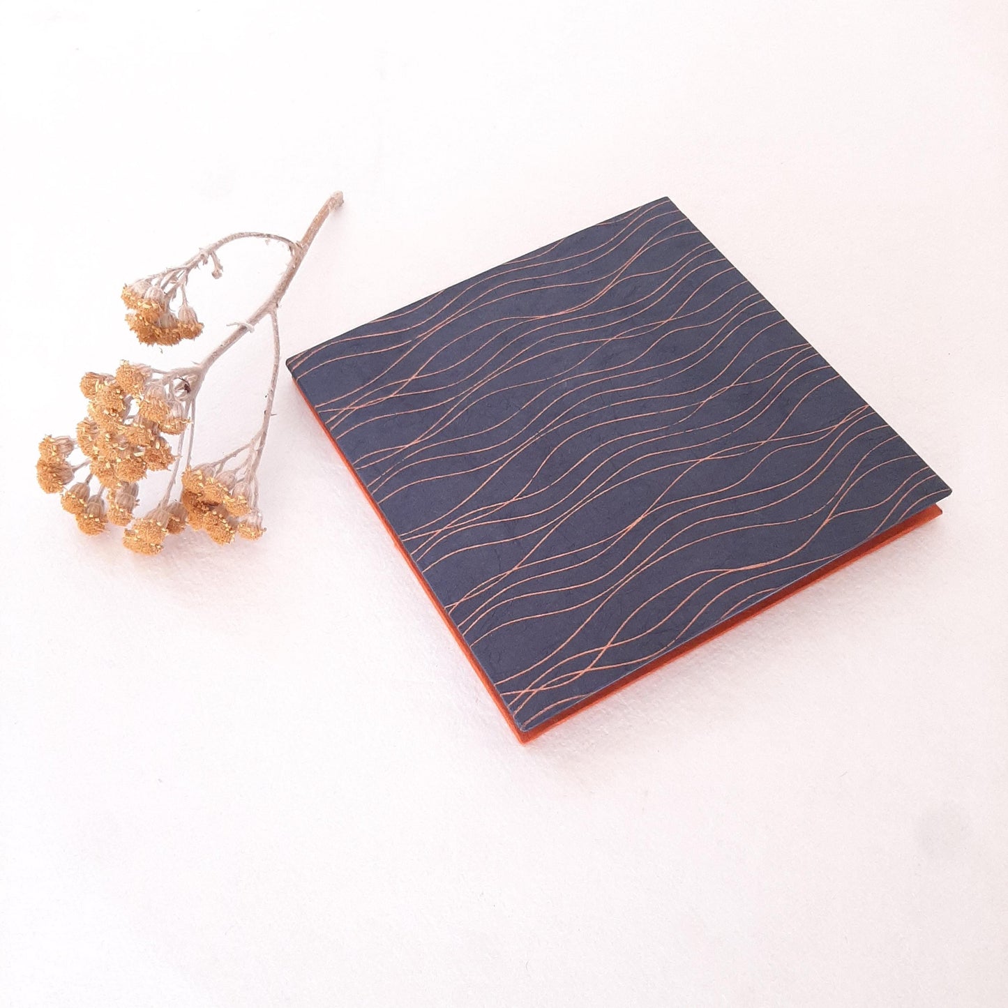 Mini album fotografico a fisarmonica in blu, oro e mandarino