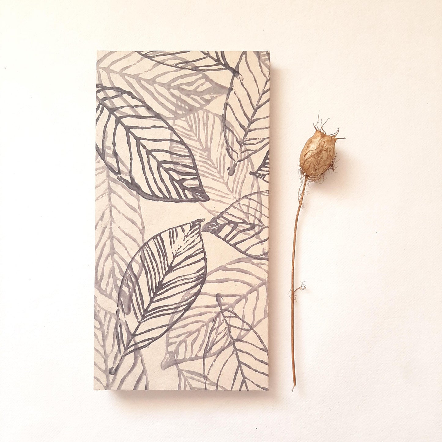 Taccuino per artista con stampa botanica di foglie in blu e ruggine