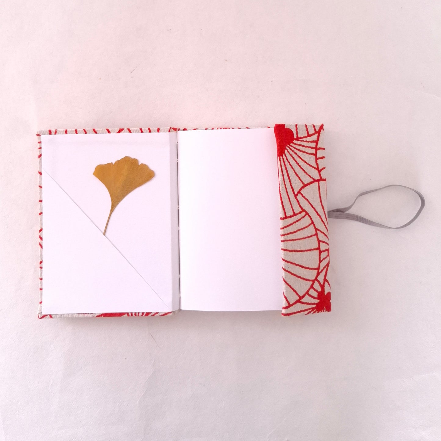 Diario di Viaggio in tessuto floreale Giapponese in rosso, bianco e miele