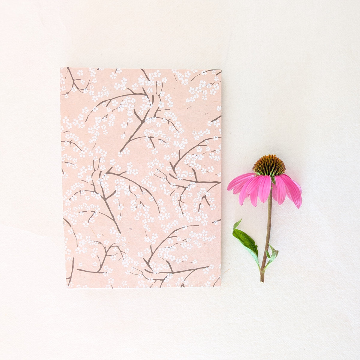 Album a fisarmonica rettangolare con tralci di fiori di Ciliegio in rosa