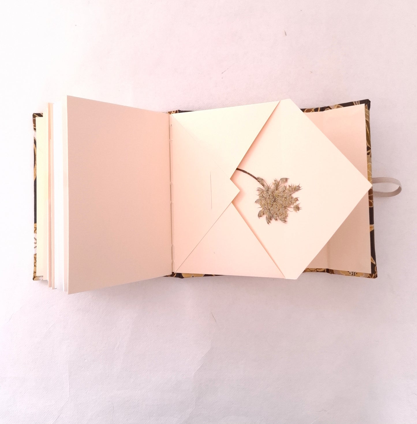 Diario di Viaggio in tessuto floreale Giapponese in oro, rosa e nero