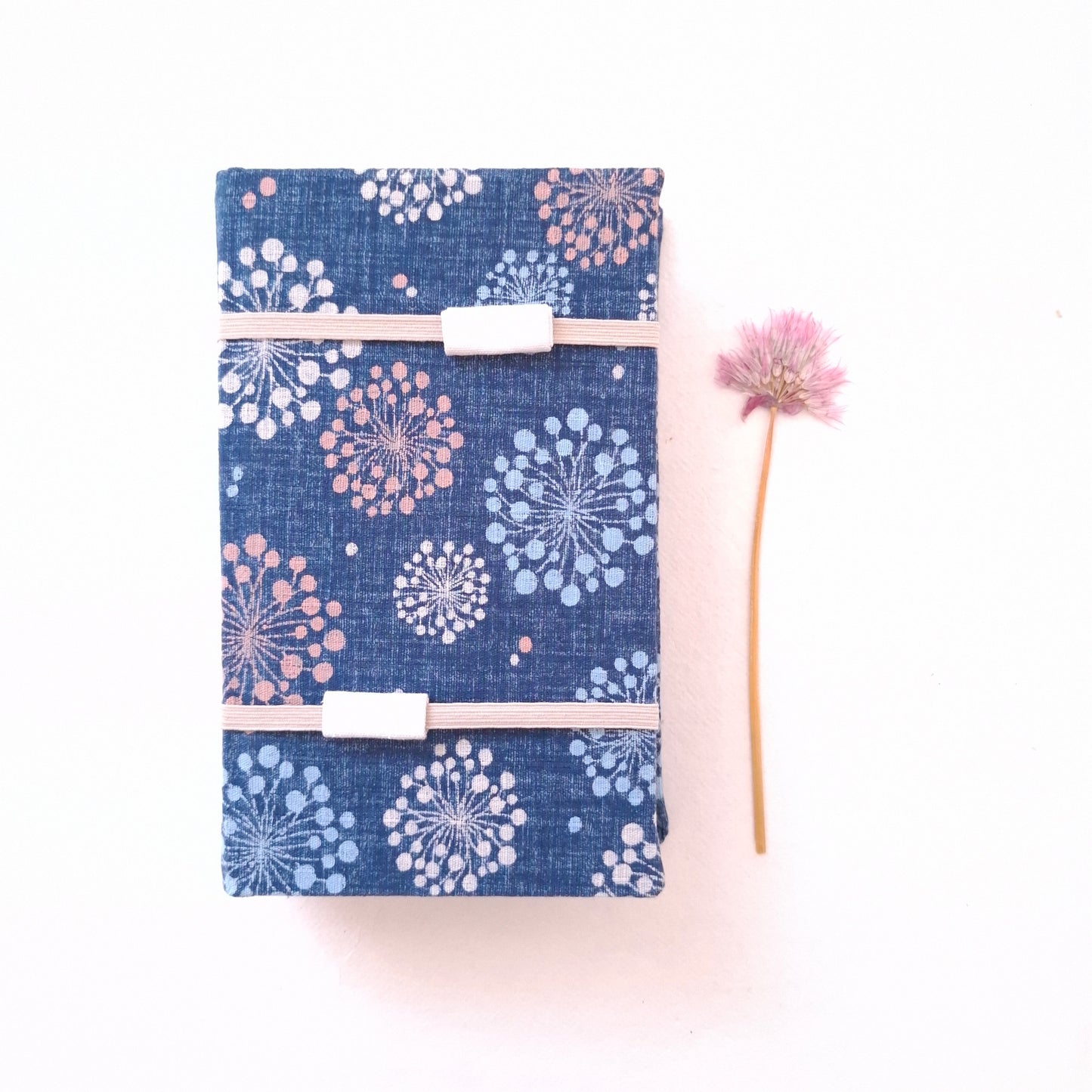 Pressa per fiori da viaggio con fodera in tessuto floreale Giapponese blu