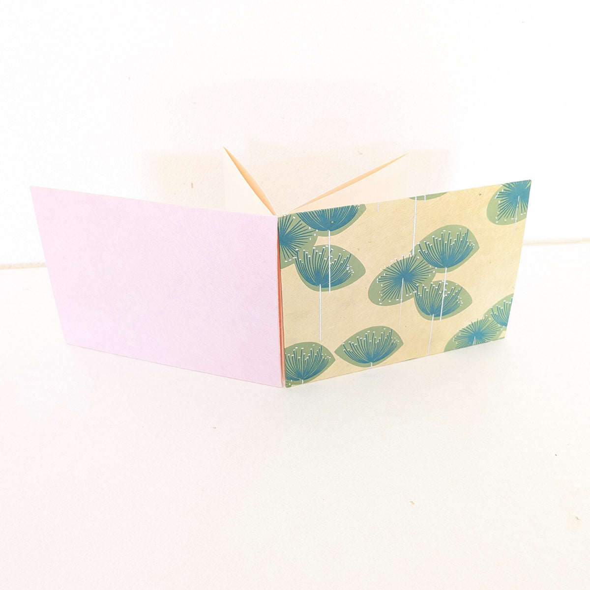 Album a fisarmonica rettangolare con fiori in verde e rosa