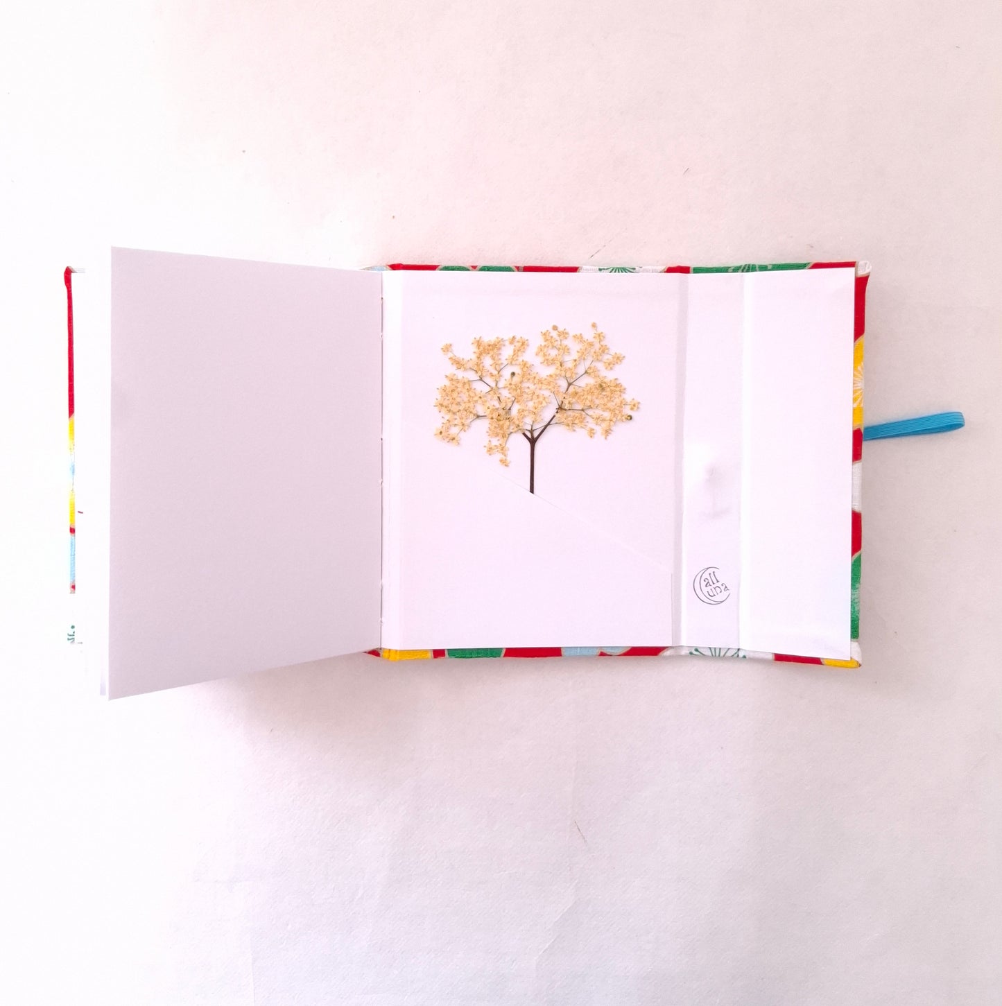 Diario di Viaggio in tessuto floreale Giapponese in rosso, verde e celeste