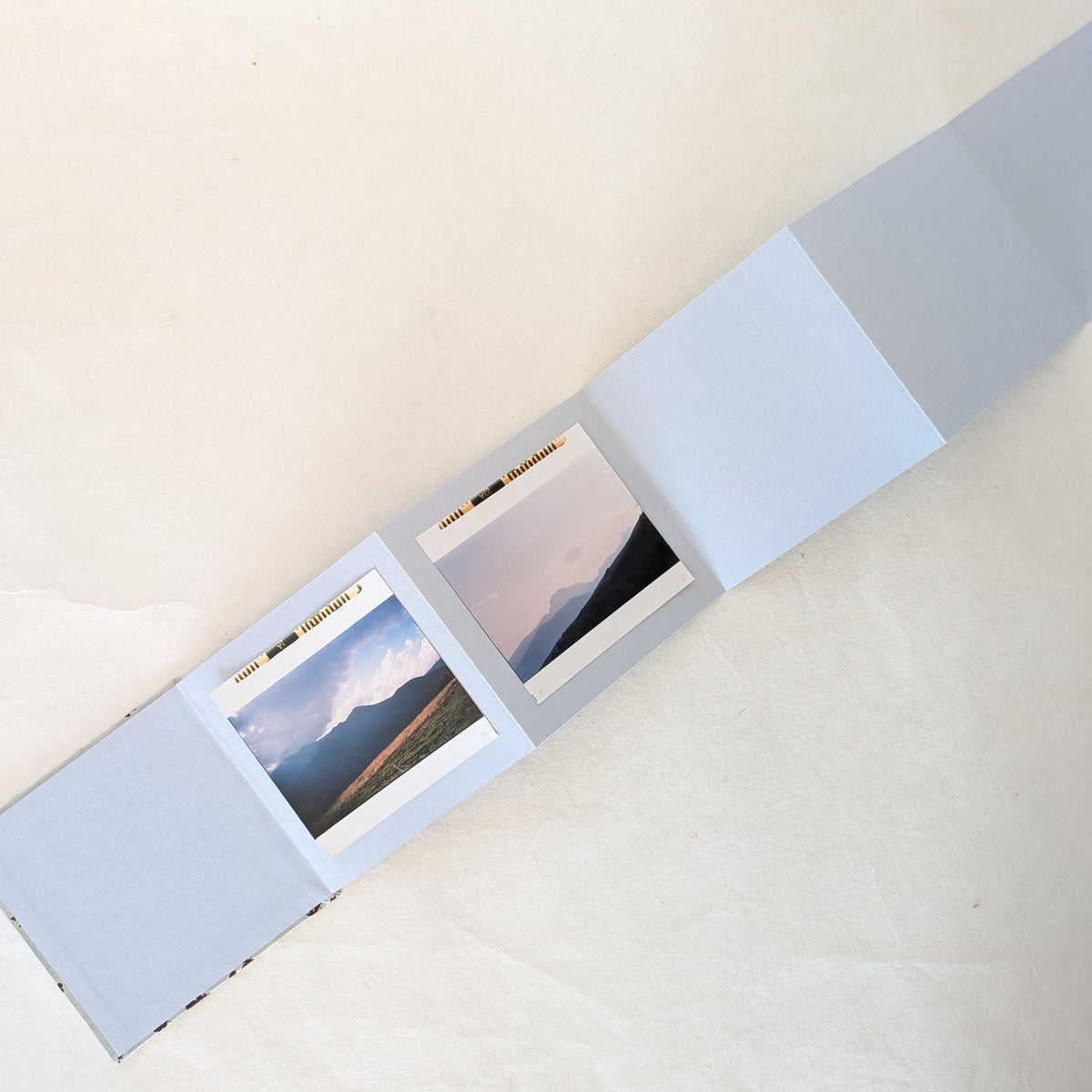 Mini album quadrato a Leporello con foglie in carta da zucchero