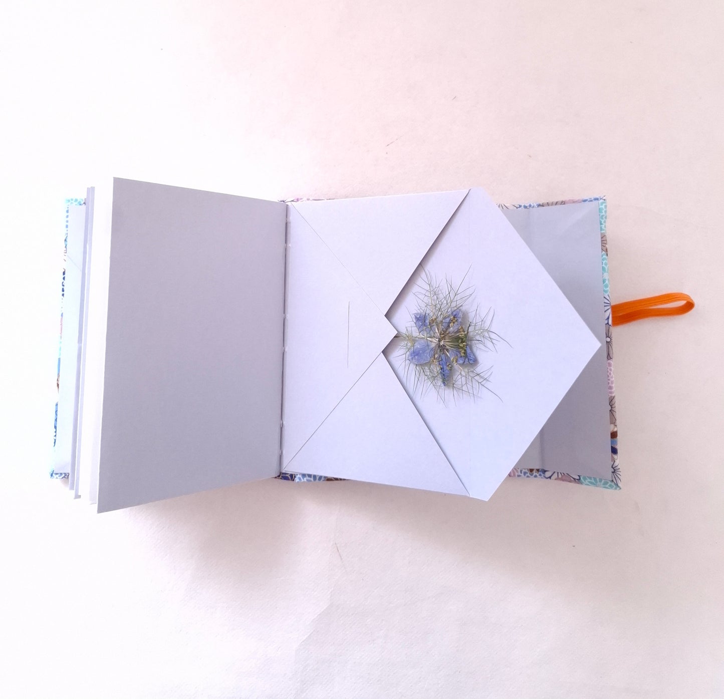Diario di Viaggio in tessuto floreale Giapponese in azzurro e arancio