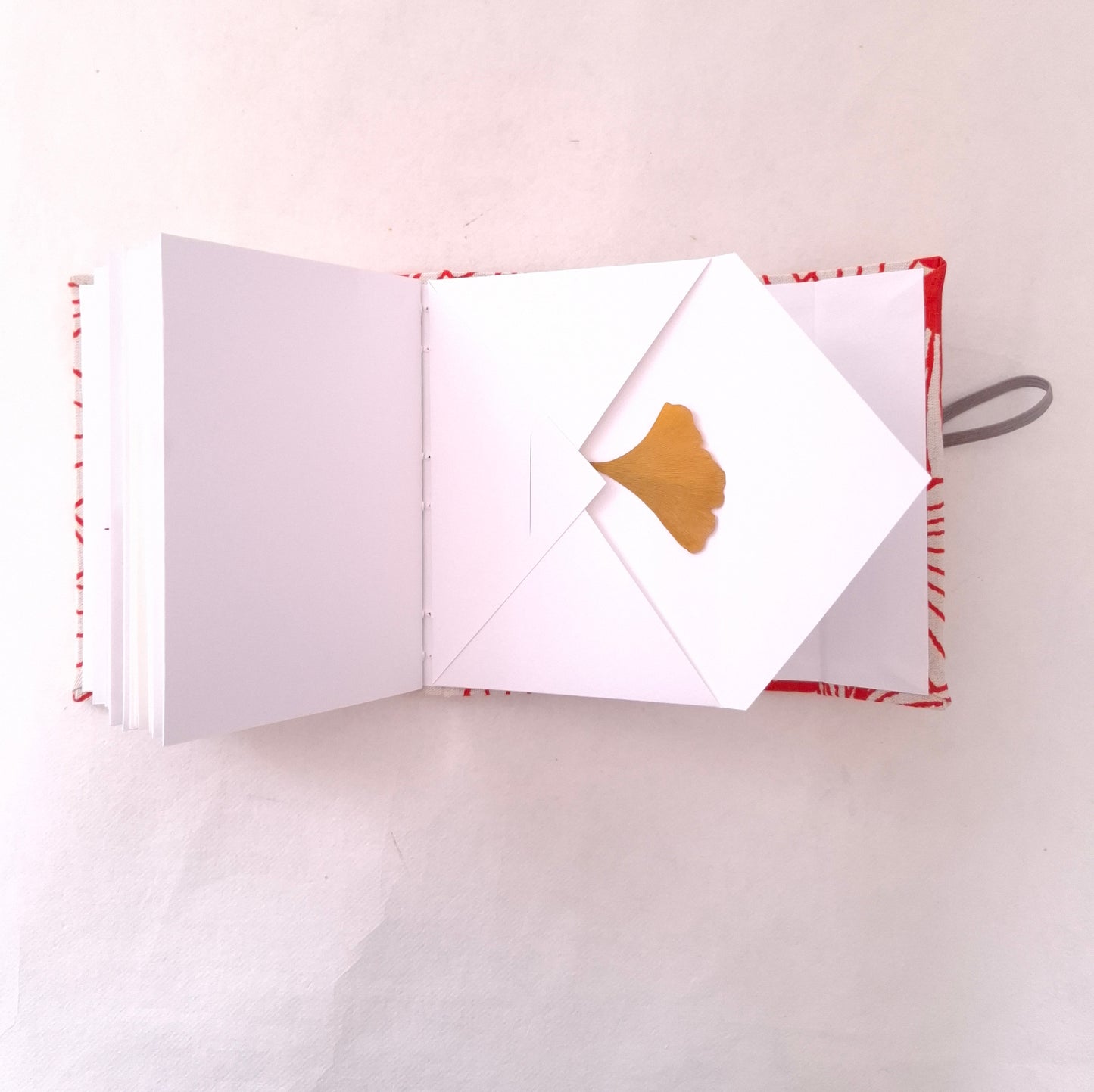 Diario di Viaggio in tessuto floreale Giapponese in rosso, bianco e miele