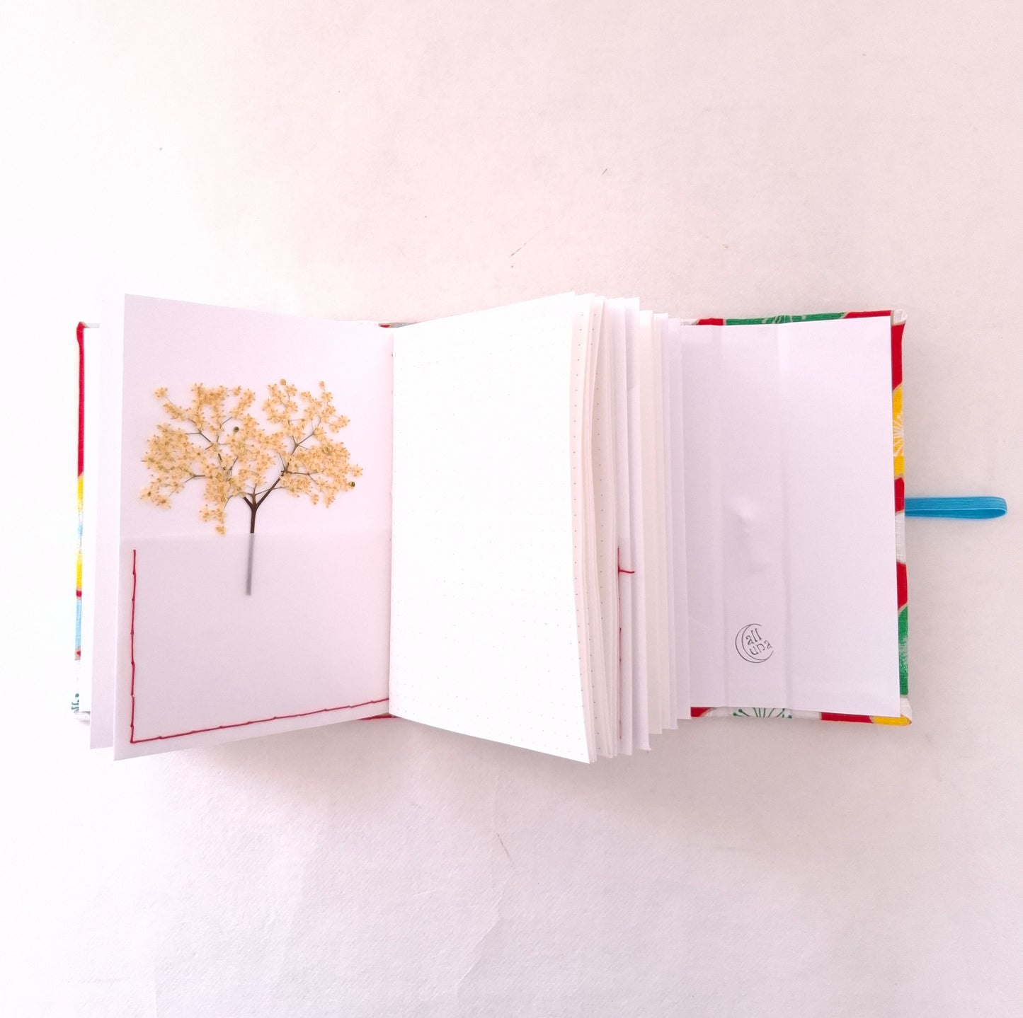 Diario di Viaggio in tessuto floreale Giapponese in rosso, verde e celeste
